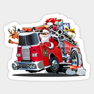 Cartoon Christmas firetruck Sticker